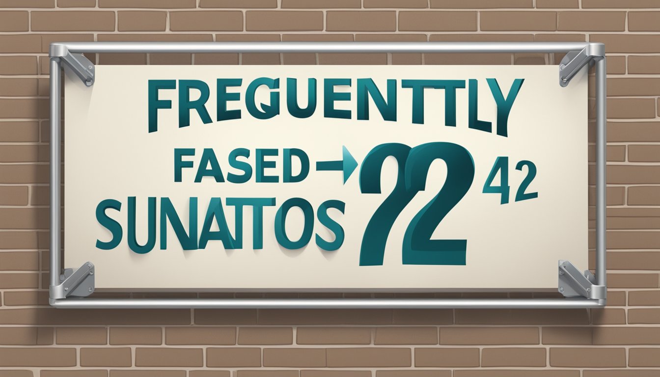 A large sign with "Frequently Asked Questions 442 Significado" displayed prominently