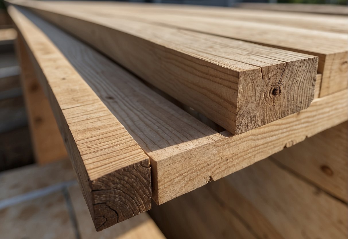 A joist and stud stand side by side, showcasing their different design and structural considerations. The joist appears longer and horizontally oriented, while the stud is shorter and vertically positioned
