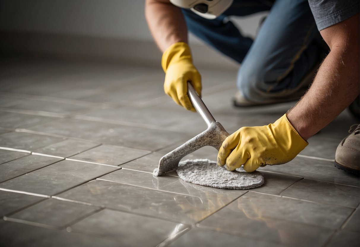 A professional applies even, clean grout lines, while a DIYer's job is uneven, messy, and discolored