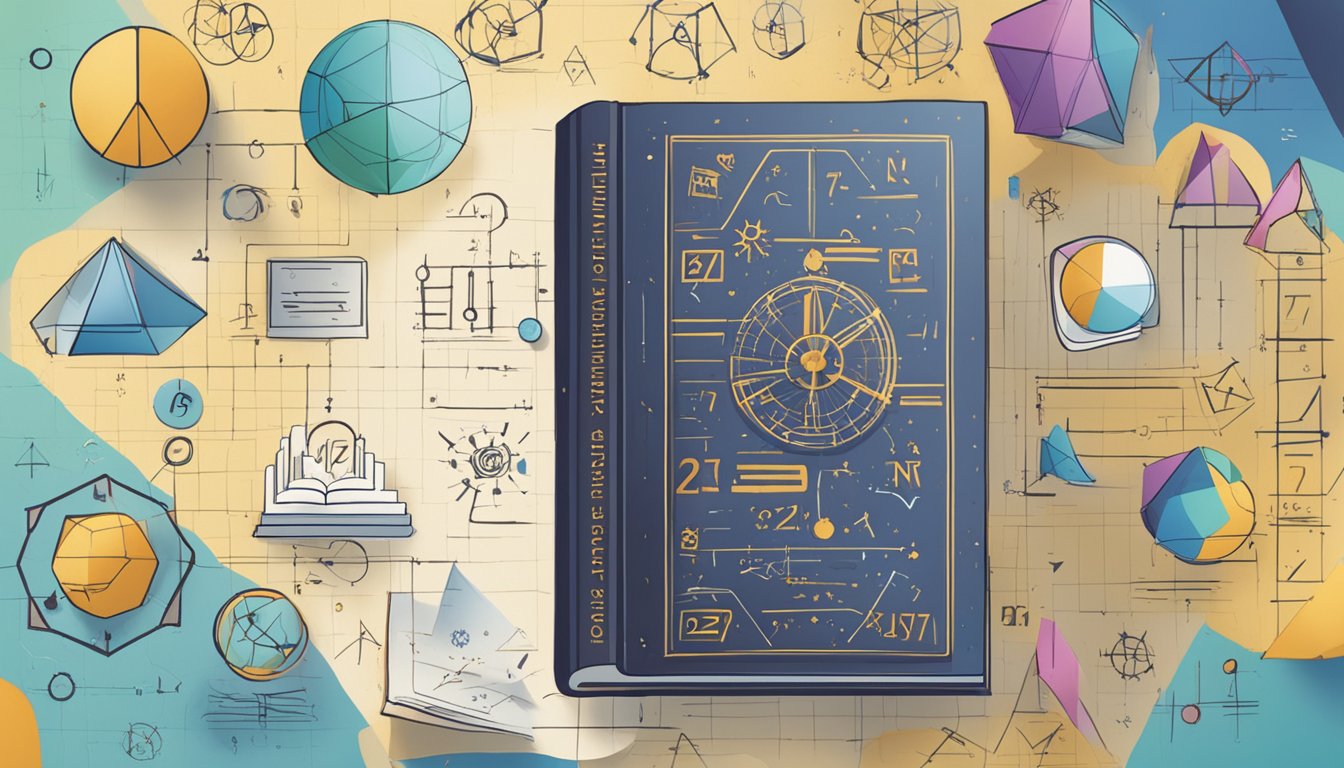 A book with "Aplicaciones Prácticas del Número 2277" on the cover, surrounded by mathematical symbols and equations