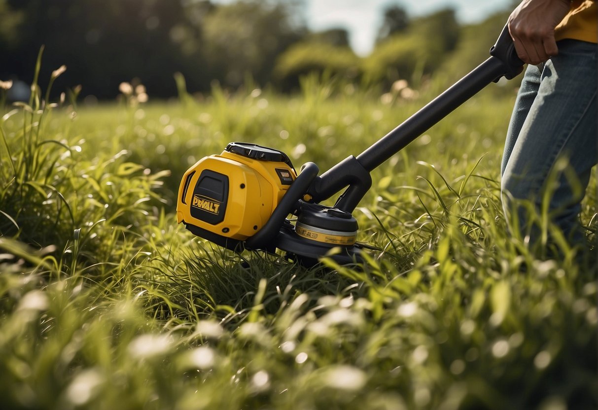 The 20v Dewalt weed eater hums quietly as it trims through thick grass. Meanwhile, the 60v model powers through weeds with ease, emitting a slightly louder noise