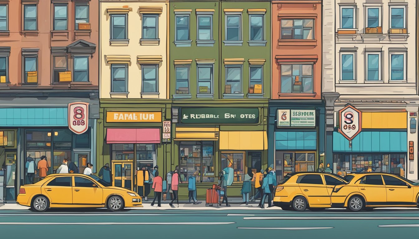 A busy city street with multiple instances of the number 88888 visible on storefronts, billboards, and street signs.</p><p>The number is repeated throughout the scene, emphasizing its influence in daily life