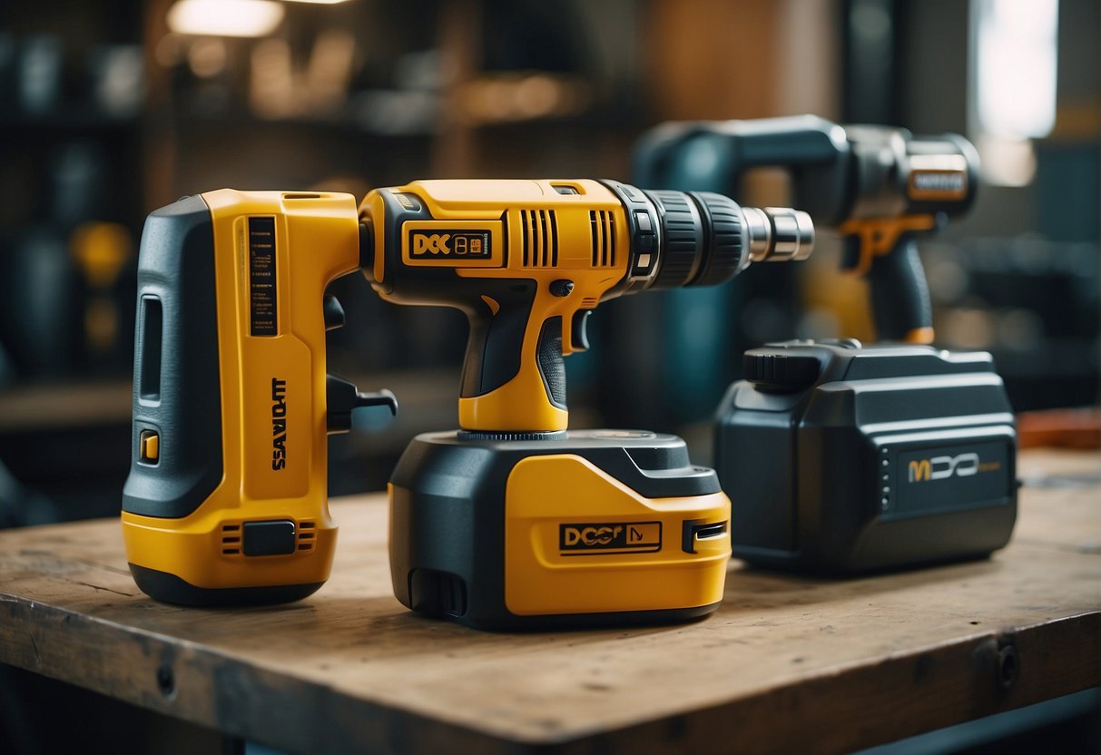 Two power tools, dcd777 and dcd708, face off in a workshop