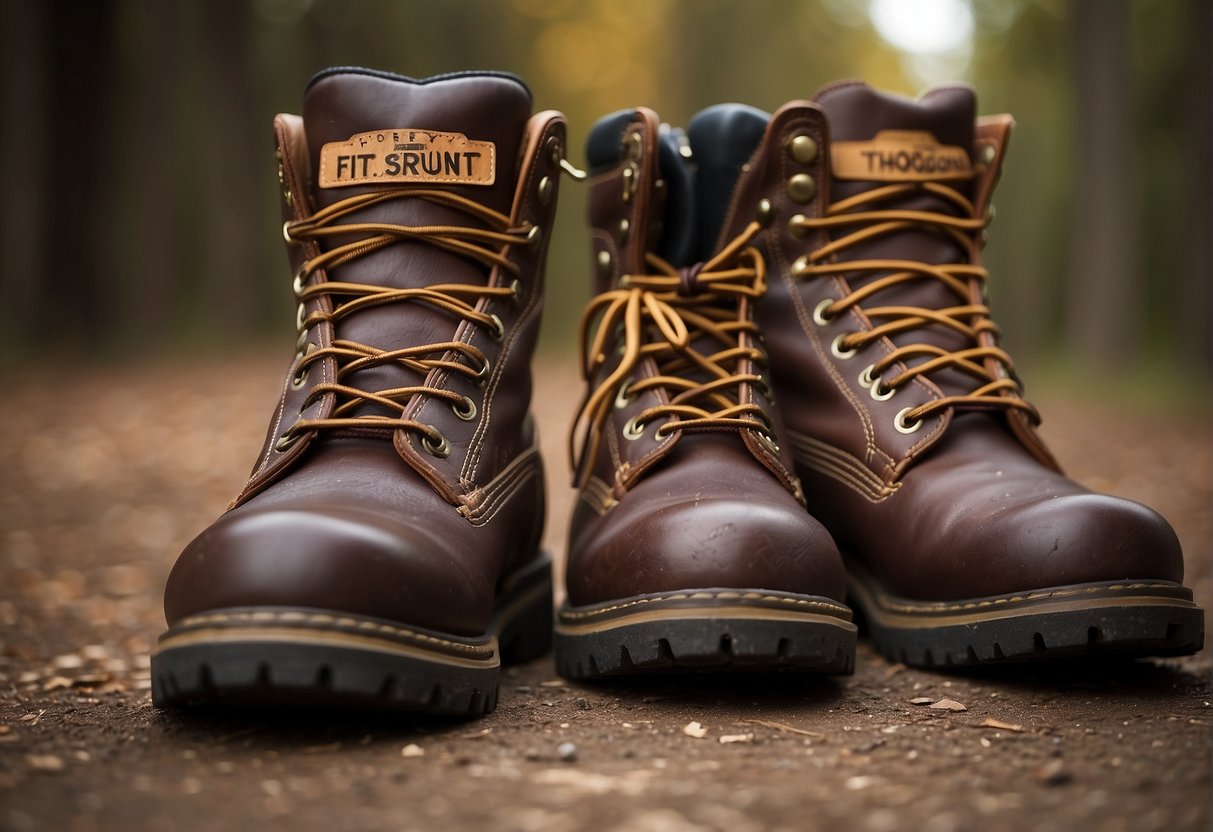 Two work boots side by side, one labeled "Fit and Comfort" and the other "Brunt vs Thorogood."