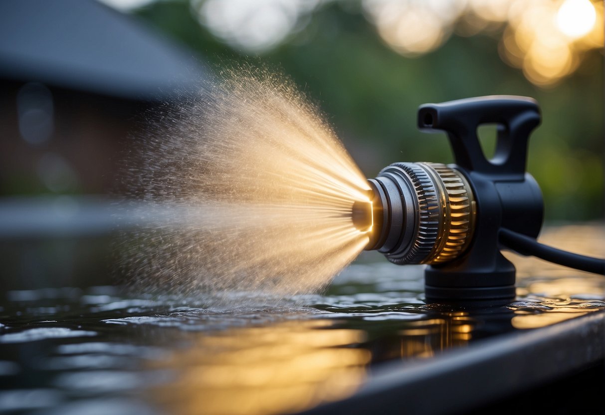 The nozzle directs a focused stream, while the diffuser spreads airflow