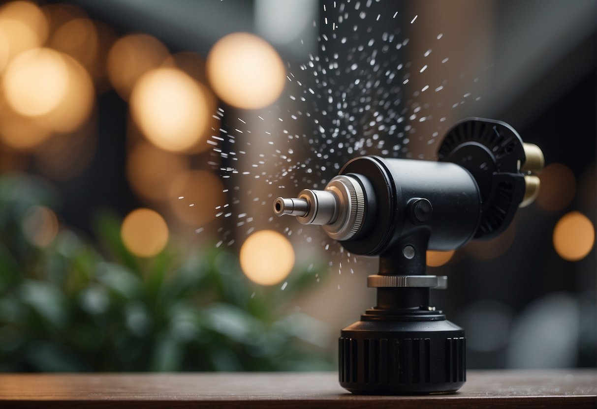 A nozzle and diffuser face off, surrounded by question marks and curious onlookers