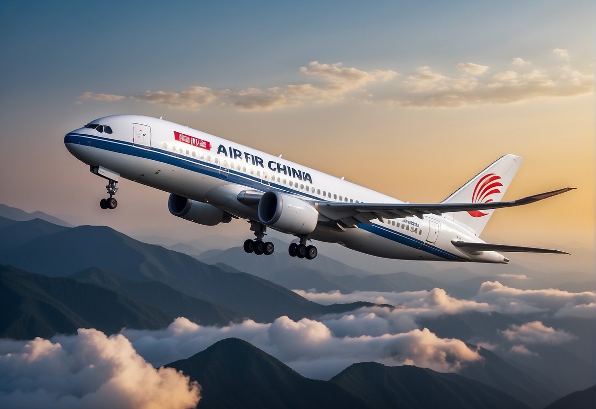 Air China's contact info: phone, email, and website. Clear, easy-to-read font. Airline logo displayed prominently