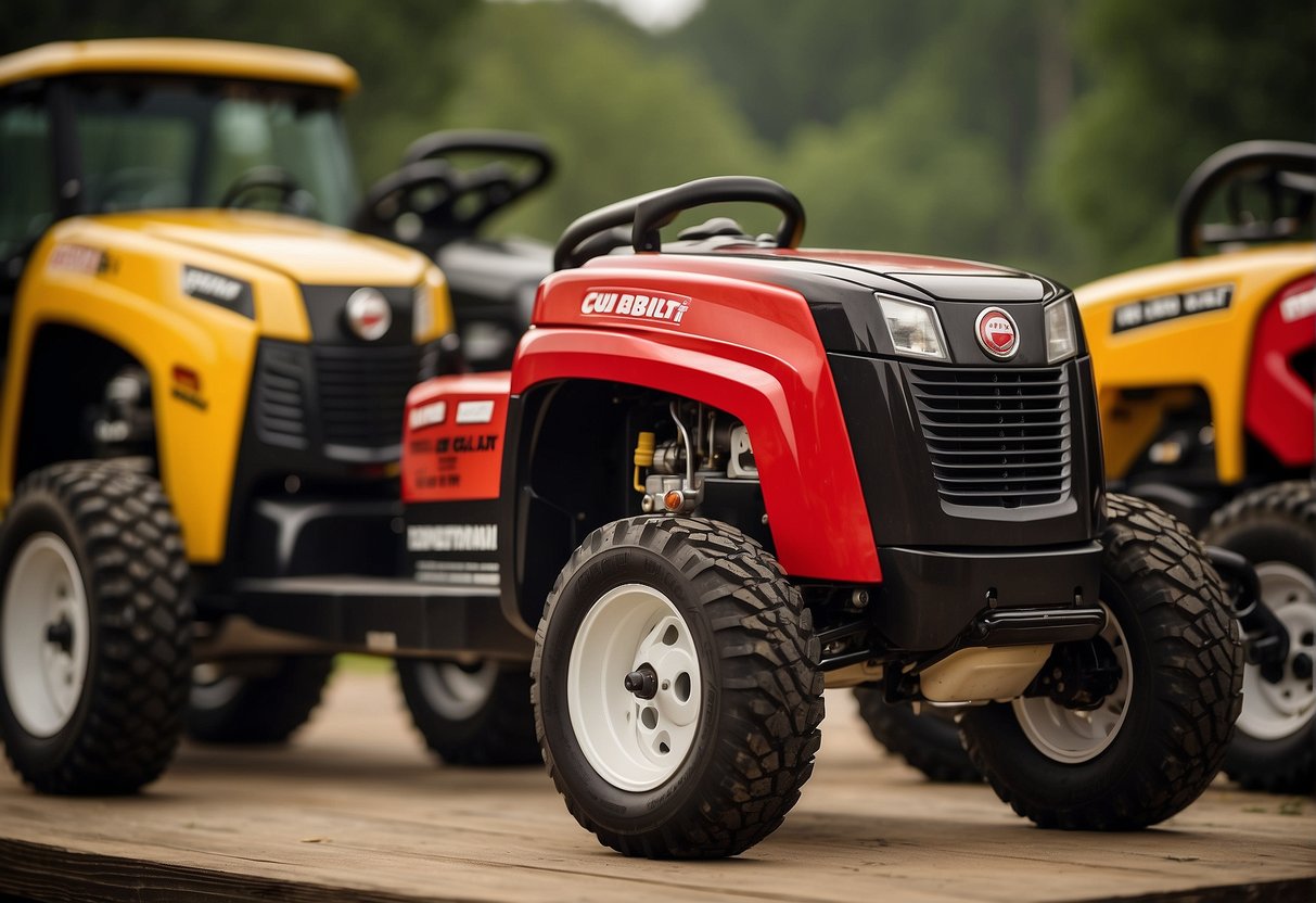 A comparison of Troy Bilt and Cub Cadet brand logos and product lineups displayed side by side, with emphasis on their long-standing history and strong reputation