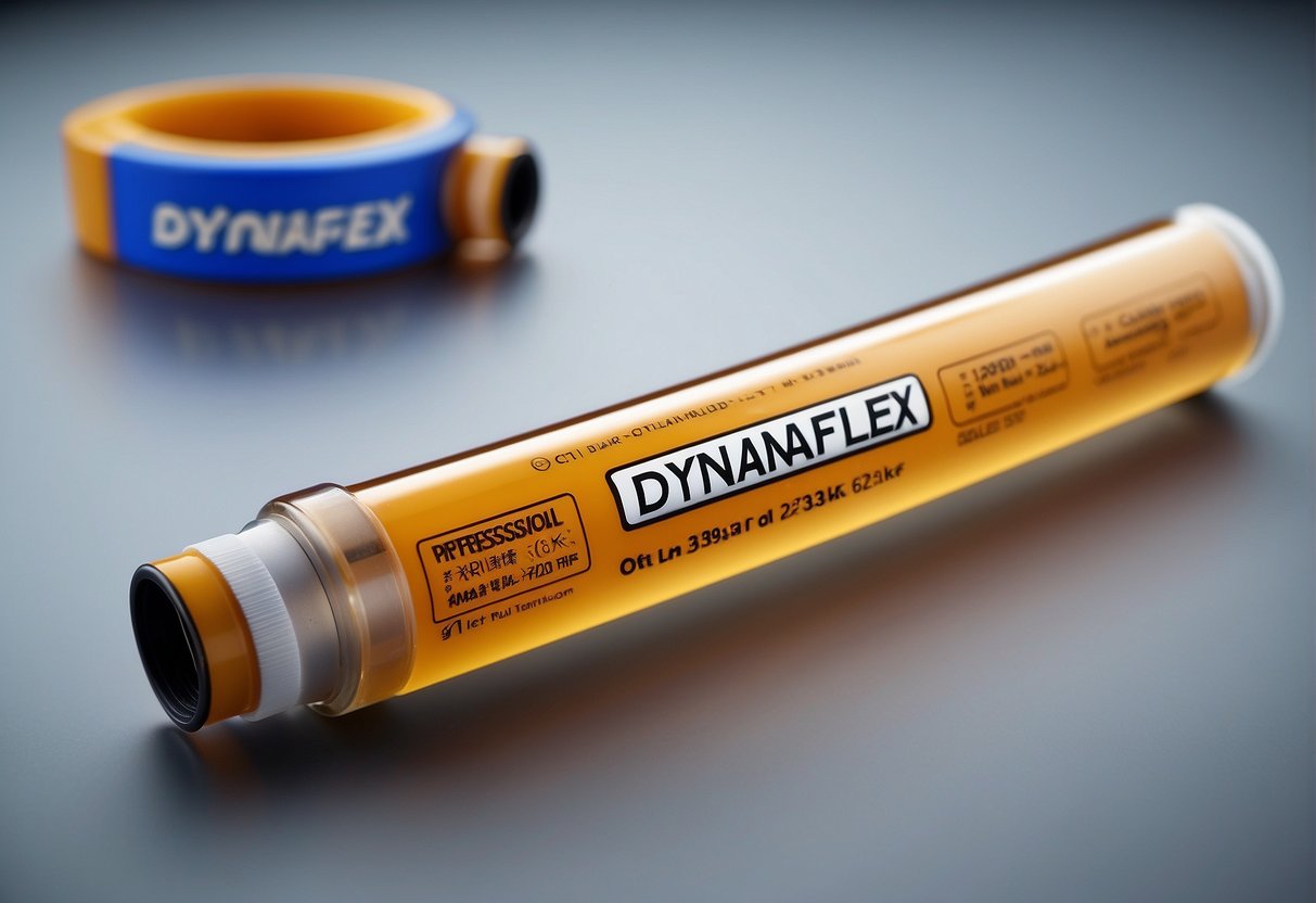 A tube of Dynaflex 230 sits next to a tube of silicone, both with their labels facing forward, against a plain background