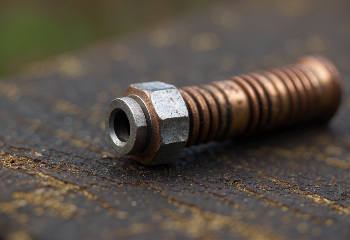 Rusty bolt sprayed with PB Blaster, then with Deep Creep. Rust dissolves, bolt loosens