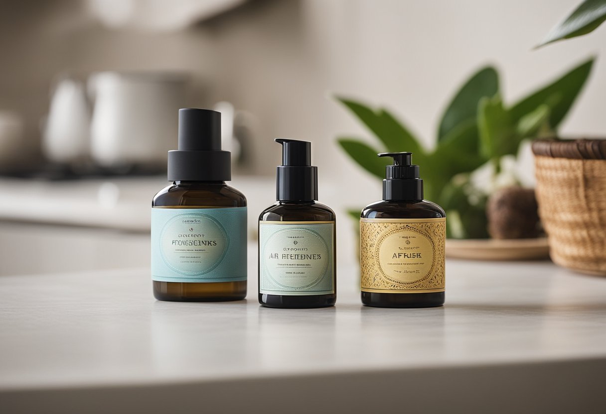 A side-by-side comparison of traditional air fresheners and natural alternatives in a home setting, showcasing their differences in fragrance and toxicity