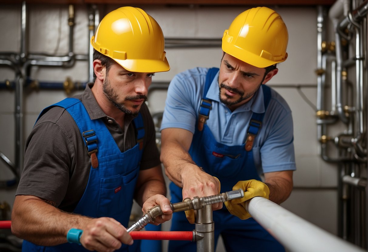 A plumber installs a durable, rust-resistant cts pipe, while another plumber installs flexible, easy-to-maintain pex pipe. Both pipes are compared for cost-effectiveness and maintenance