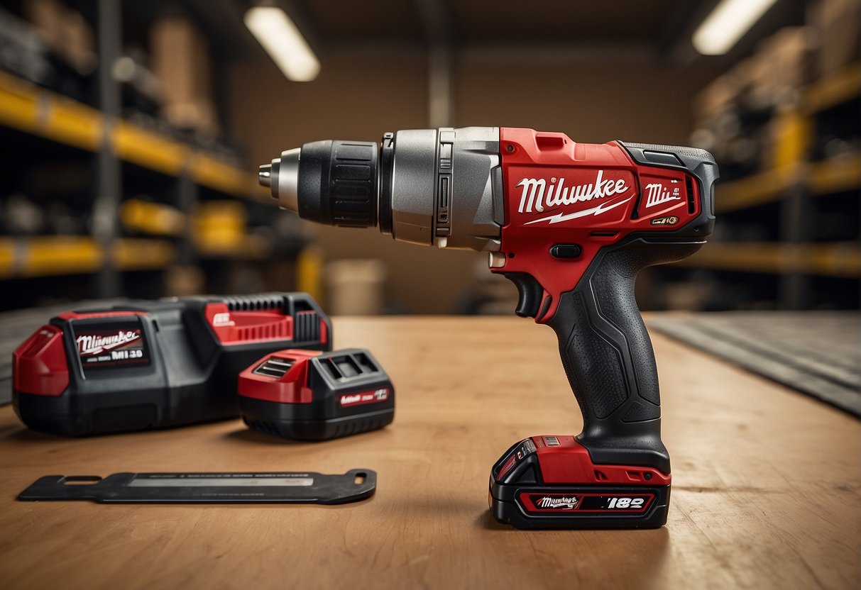 A comparison of Milwaukee M28 and M18 tools, with price tags and performance metrics displayed side by side