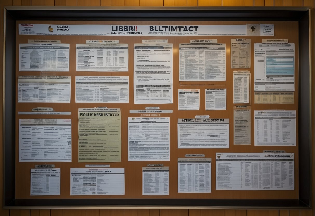 A public bulletin board displays Iberia contact information, with clear and visible phone numbers, email addresses, and office locations