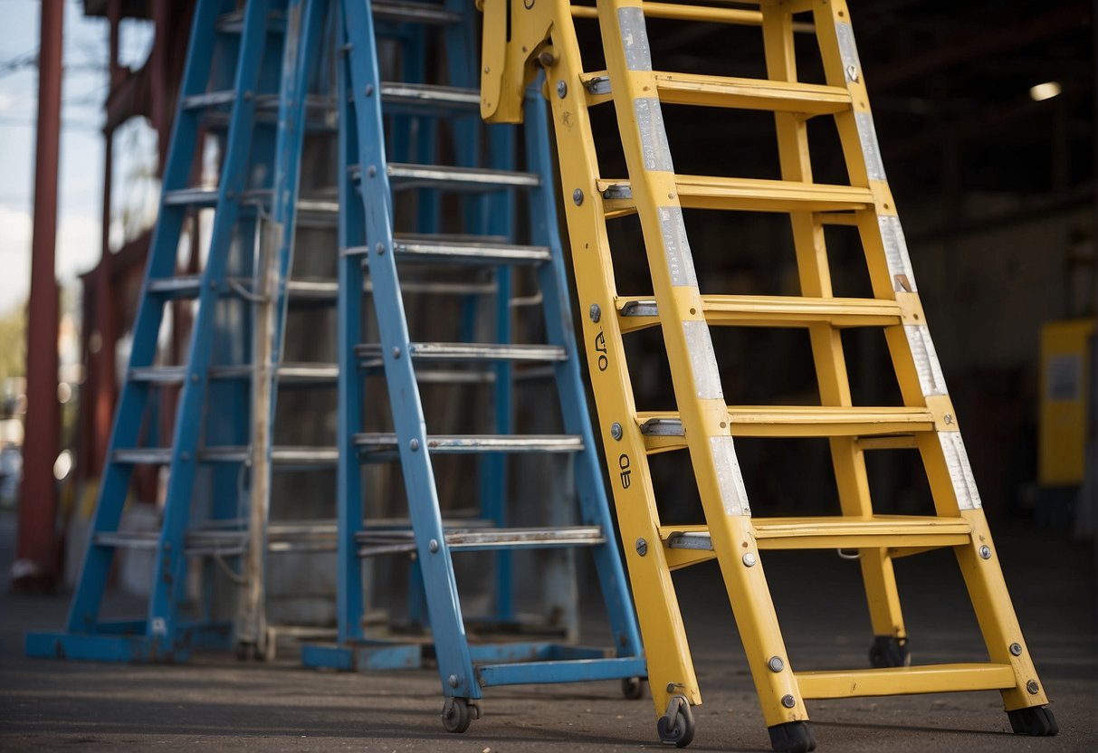 Two ladders side by side, one labeled "Werner" and the other "Louisville." Each ladder is displayed with its unique features and specifications