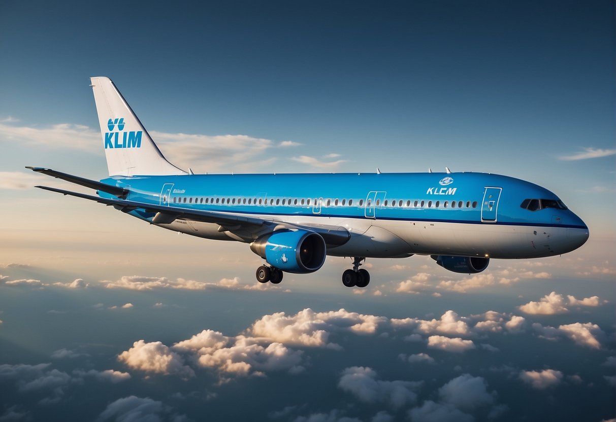 KLM Airlines FAQ page with contact info. Logo prominent. Clear headings and easy navigation