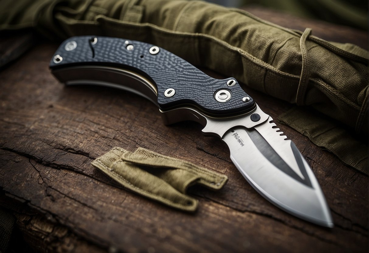 Two tactical folding knives, Spyderco Military and Paramilitary 2, locked in a blade-to-blade confrontation