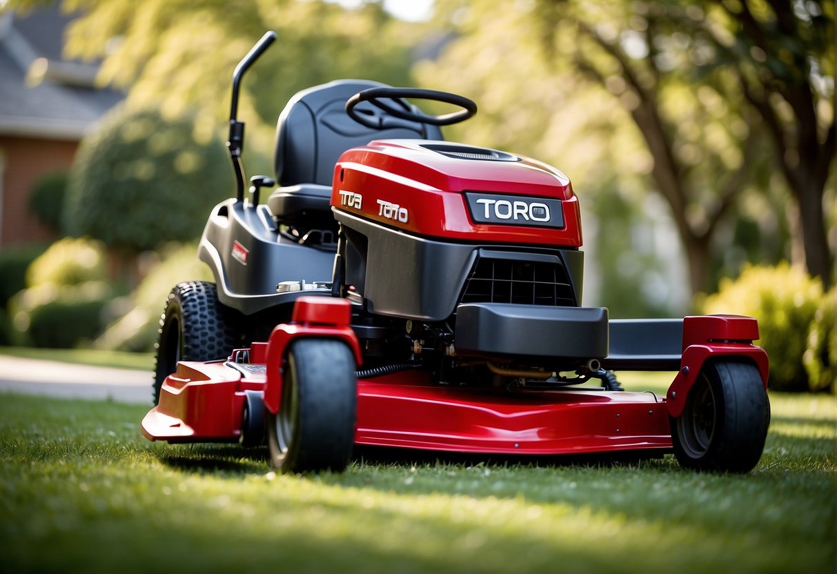 The Toro mower's sleek design contrasts with the rugged build of the Craftsman. Both mowers showcase advanced technology and features for efficient lawn care