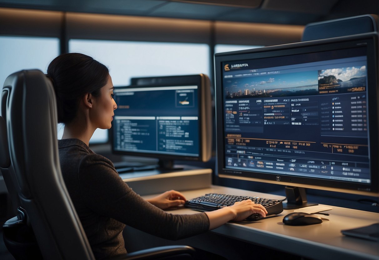 Passenger manifests being reviewed and organized on a computer screen, with Singapore Airlines contact information displayed nearby