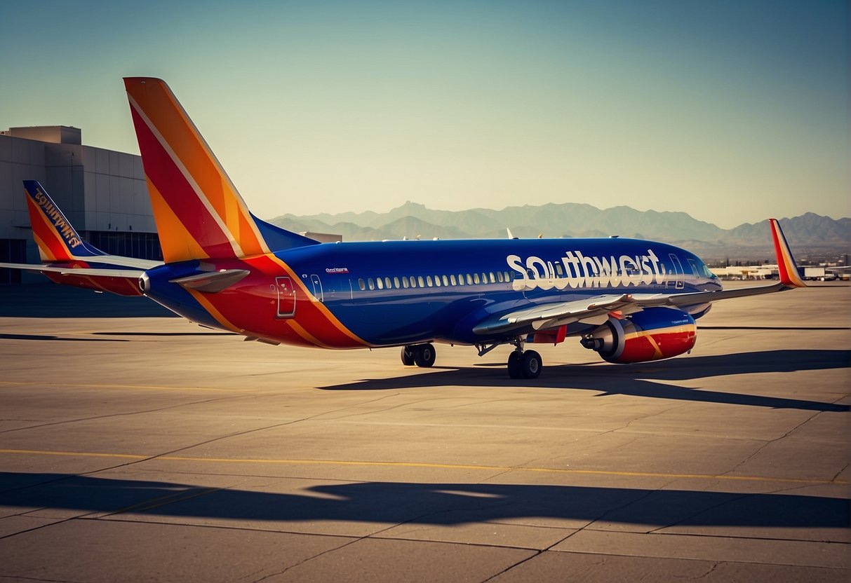 Southwest Airlines contact info: phone, email, website. Logo displayed prominently. Bright, friendly colors. Professional, approachable feel