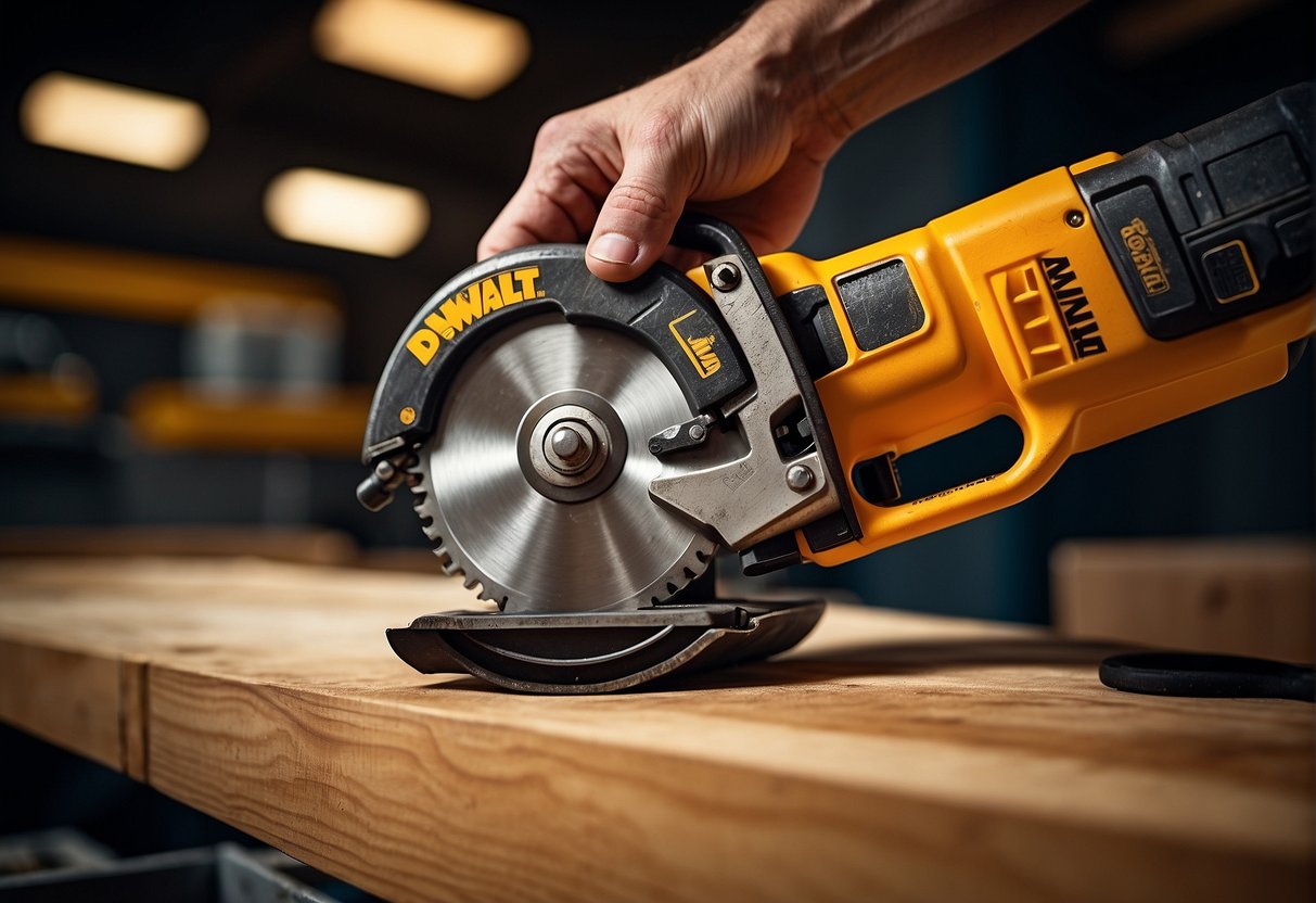A heavy-duty tool being put to the test, showing Worx and Dewalt logos side by side, with a focus on durability and quality