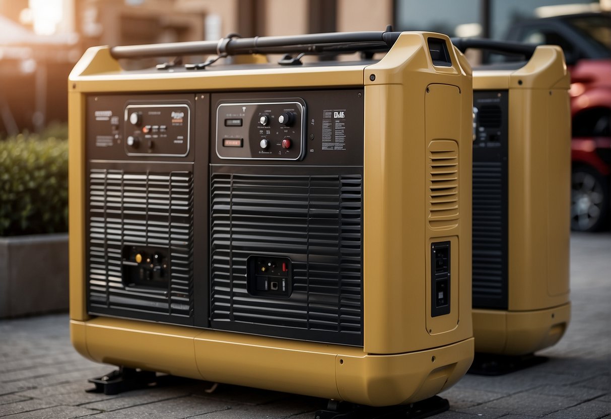 Two powerful generators side by side, Firman and Generac, emitting steady and efficient energy