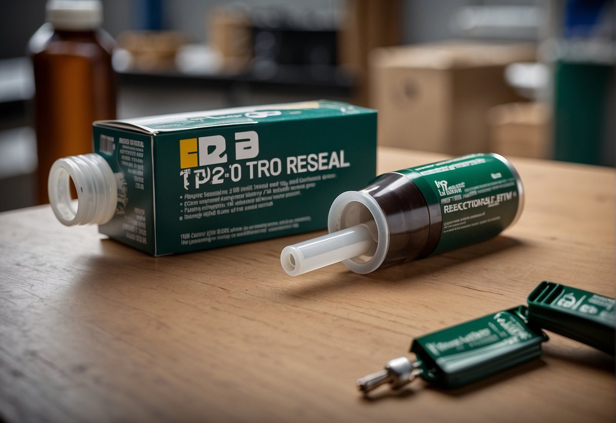 A tube of Rectorseal 5 and a bottle of T Plus 2 sit side by side on a workbench