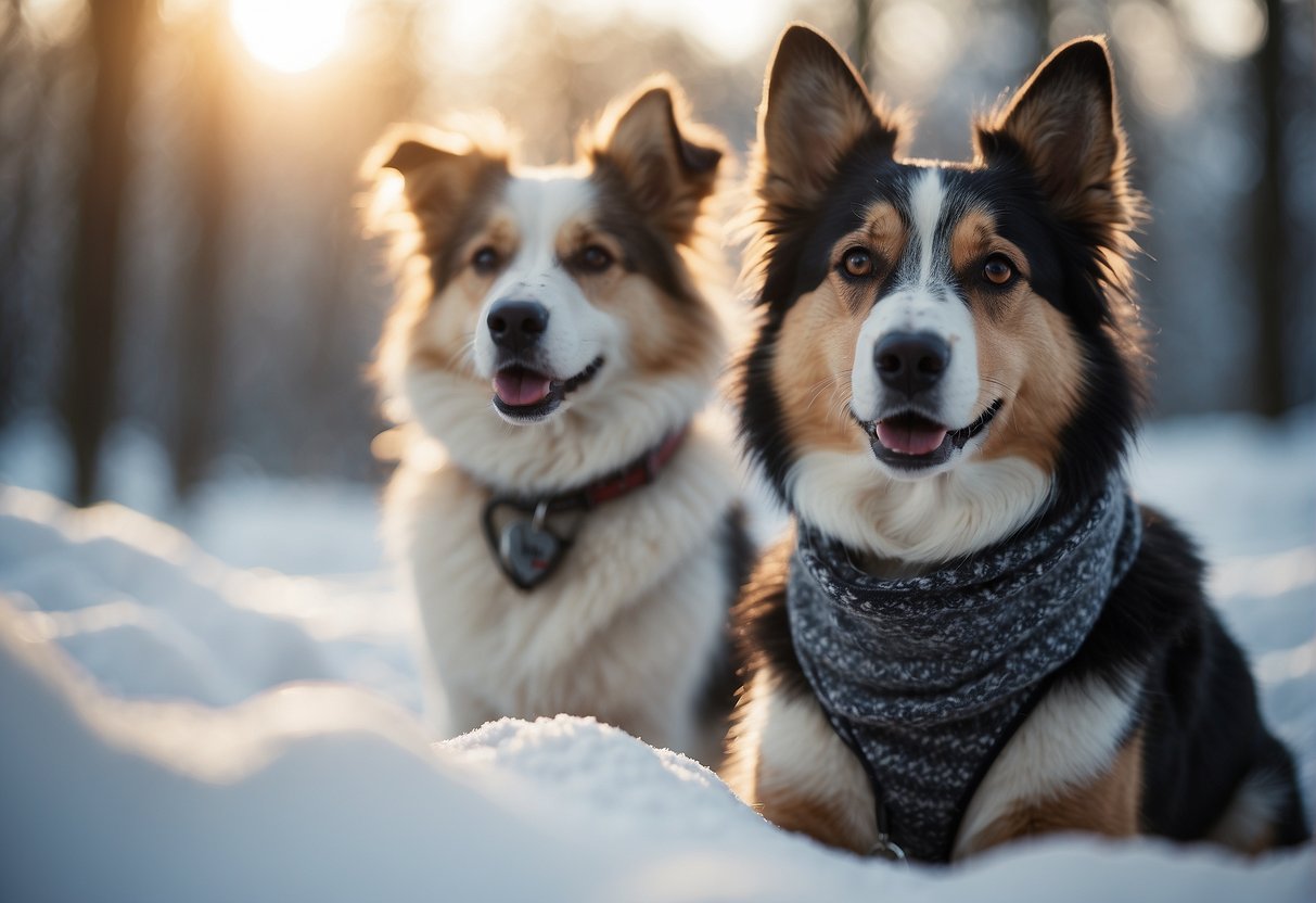 Dogs shivering in cold weather, surrounded by misconceptions and confusion