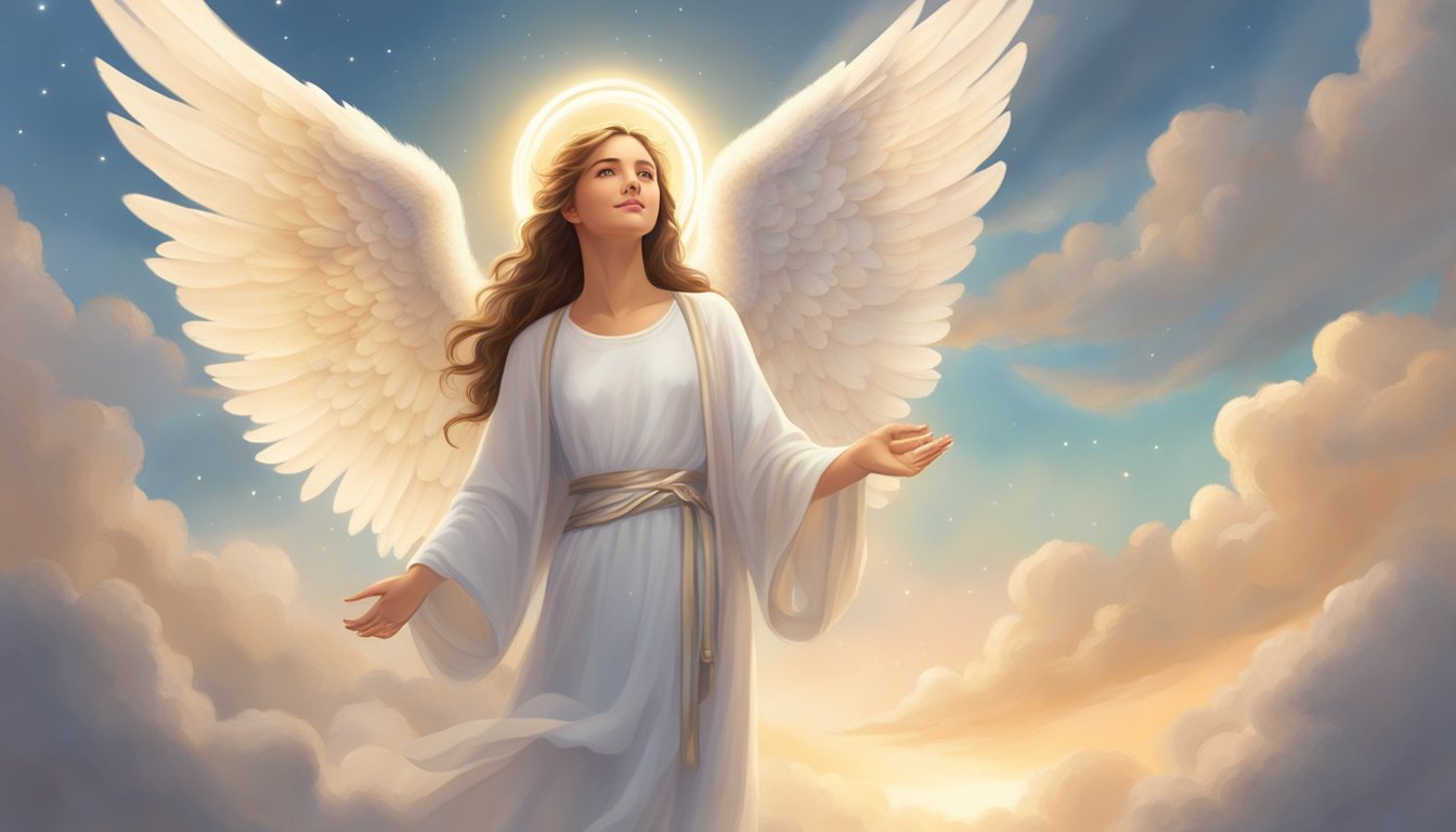 An angelic figure surrounded by a halo of light, with the number 1001 prominently displayed.</p><p>The figure exudes a sense of peace and serenity, with wings outstretched and a gentle smile