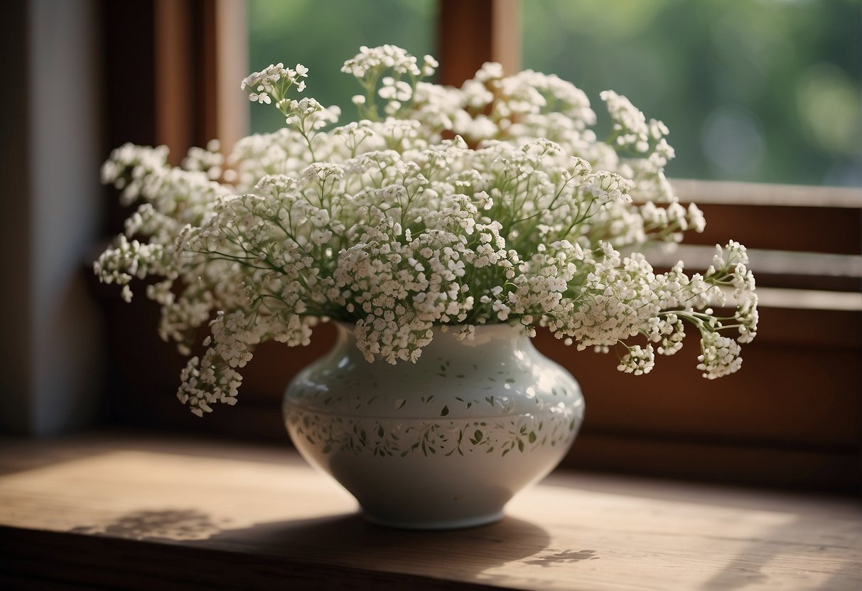 A vase filled with various small, delicate flowers like baby's breath and waxflower, adding texture and volume to a floral arrangement