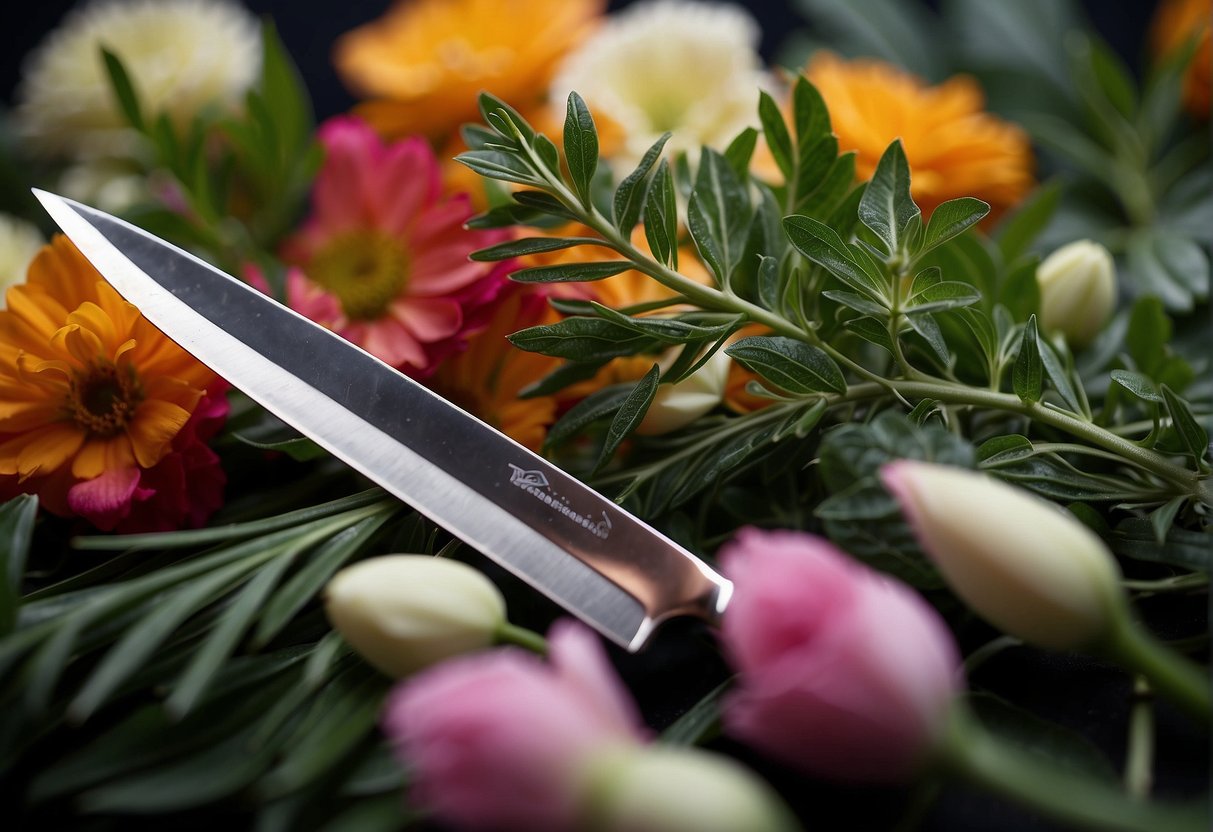 Floral knives trim stems and foliage for floral arrangements. They are used to cut, shape, and sculpt flowers for beautiful designs