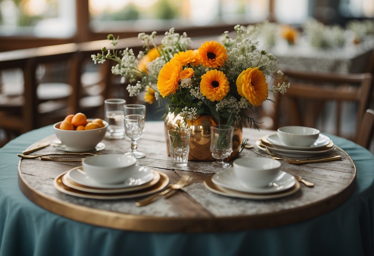 A table with 7 floral elements: line, form, space, texture, color, pattern, and size