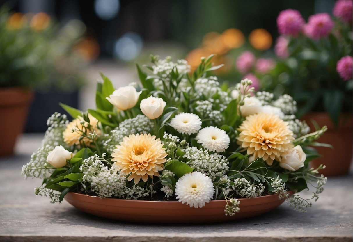 Two common forms in floral design: circular arrangement and triangular arrangement