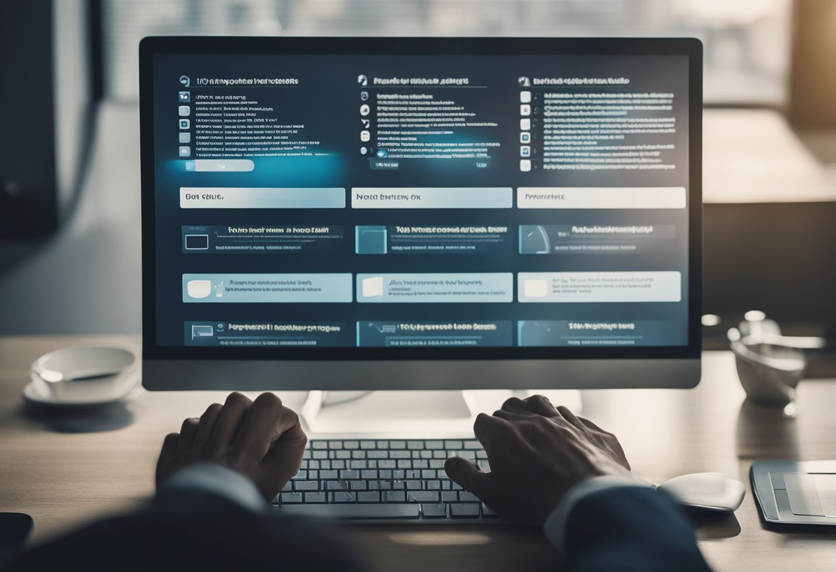 A woman sits at a computer, typing in search terms about hair loss. Various tabs open with information on causes and symptoms