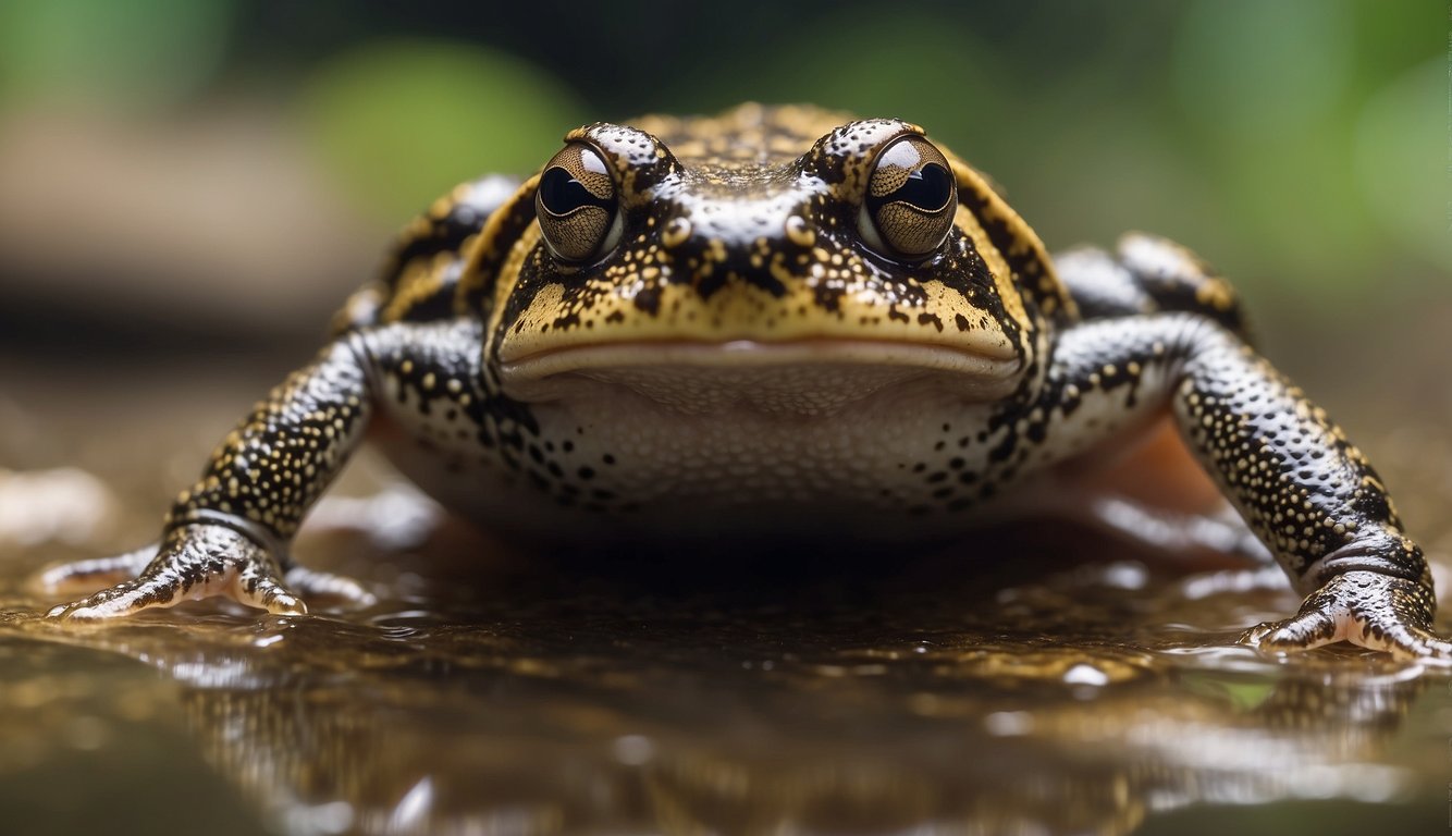 The Surinam toad lays eggs on her back, where they embed and develop into fully-formed toadlets before emerging