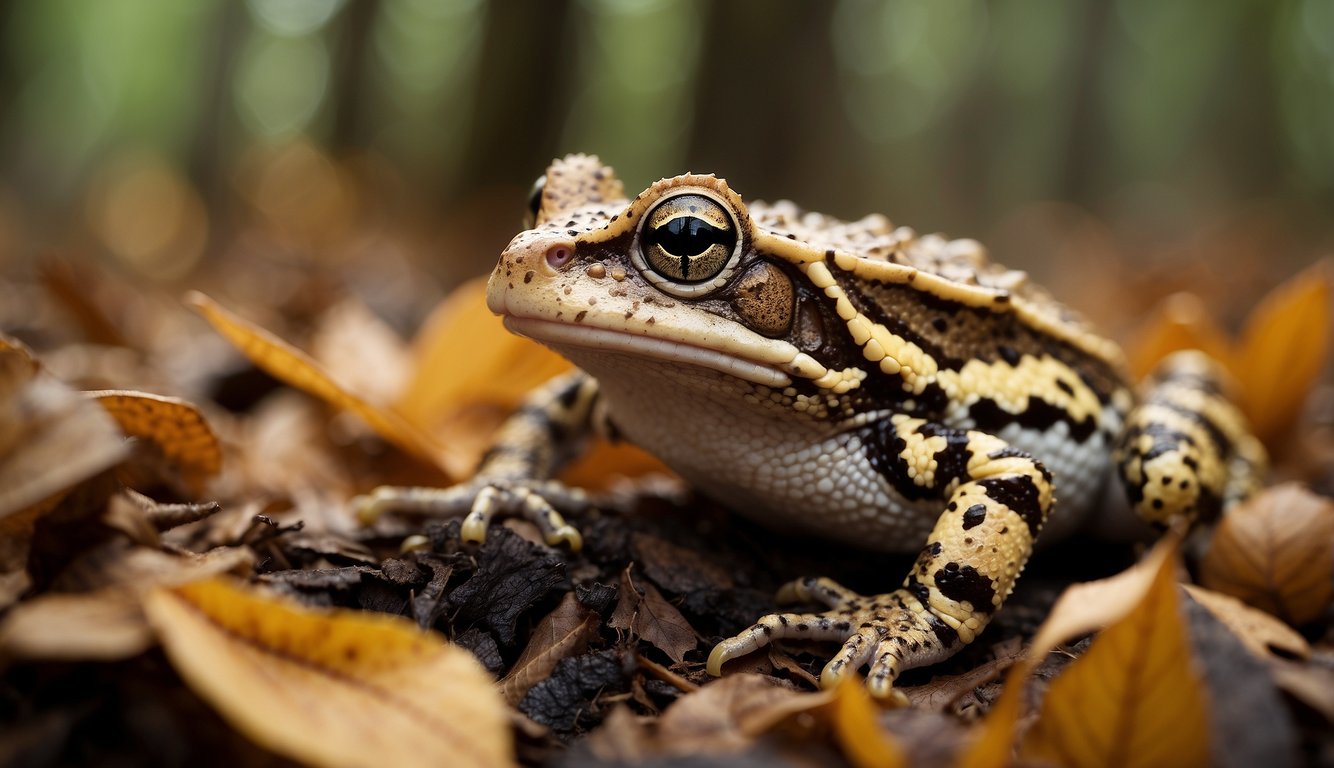 The long-nosed horned frog waits patiently in the leaf litter, camouflaged among the fallen leaves.

With lightning speed, it strikes out its long, sticky tongue to catch unsuspecting insects, showcasing its unique hunting technique