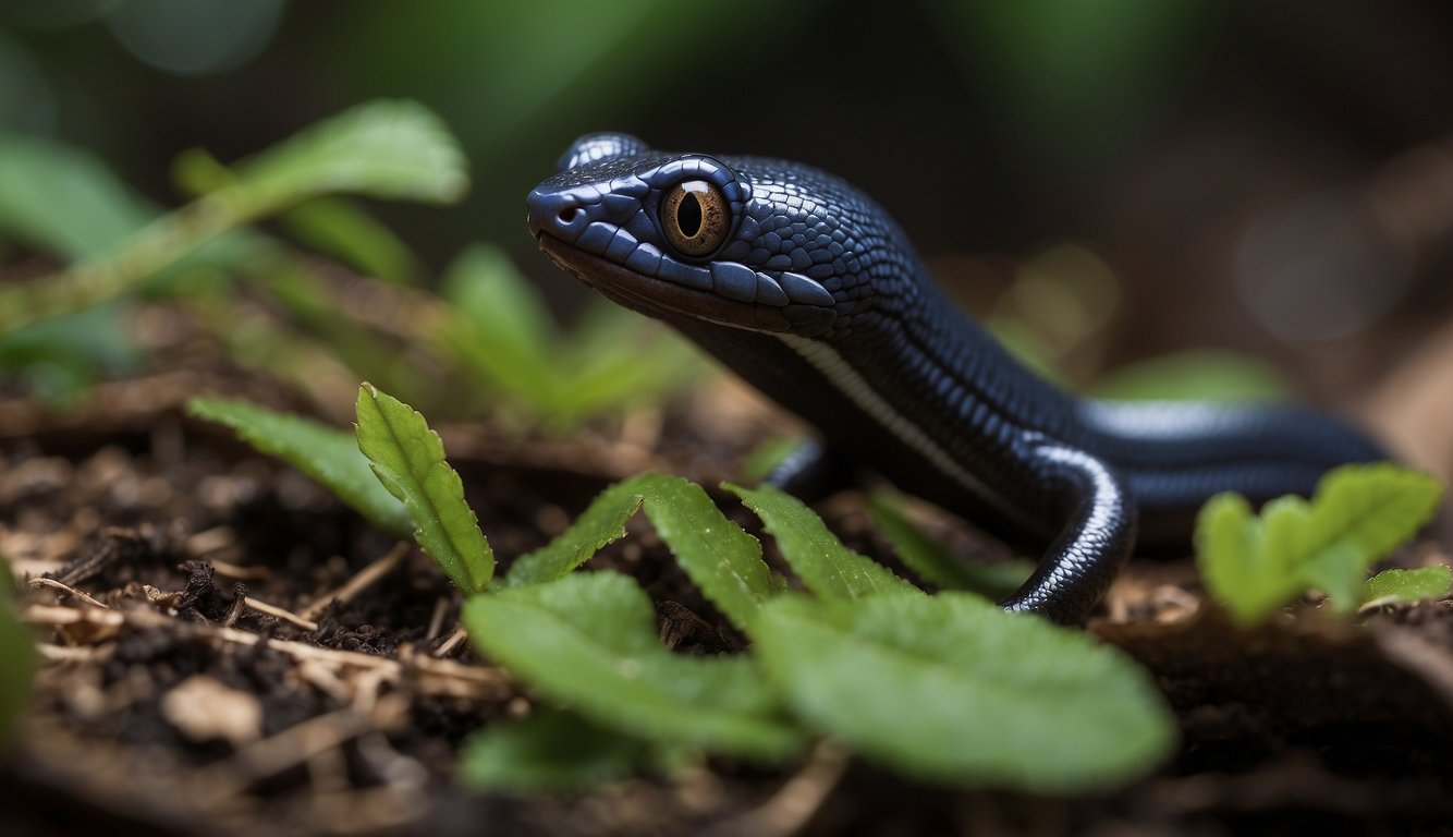 A Tailed Caecilian slithers through leaf litter, preying on insects and small invertebrates.

It burrows into the soil, aerating and enriching the ecosystem