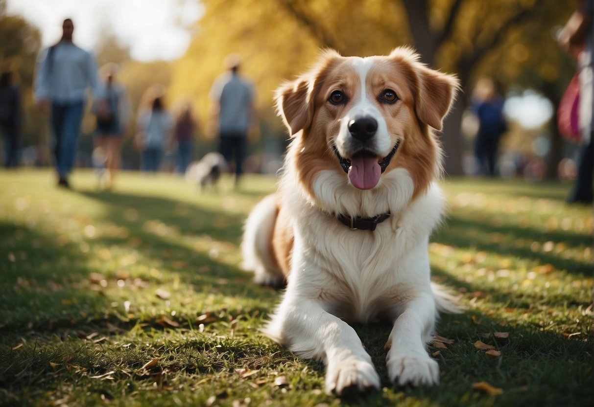 A dog sees a park filled with vibrant colors and various scents, with other dogs playing and people walking by