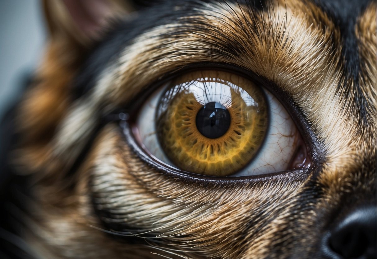 A dog's eye anatomy and physiology shown with clear vision