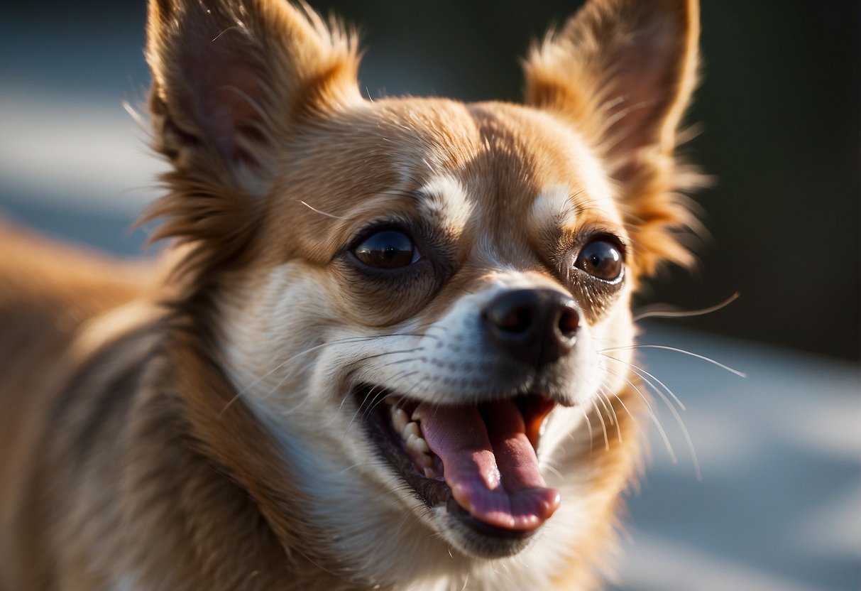 A chihuahua's stomach growls, signaling discomfort. Contact vet for treatment