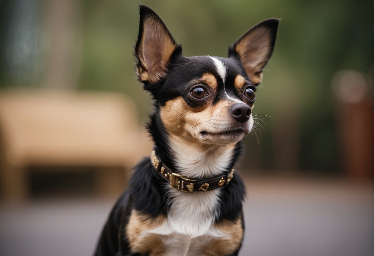 A chihuahua's ears perk up, alert and attentive, as it stands with a confident and poised posture
