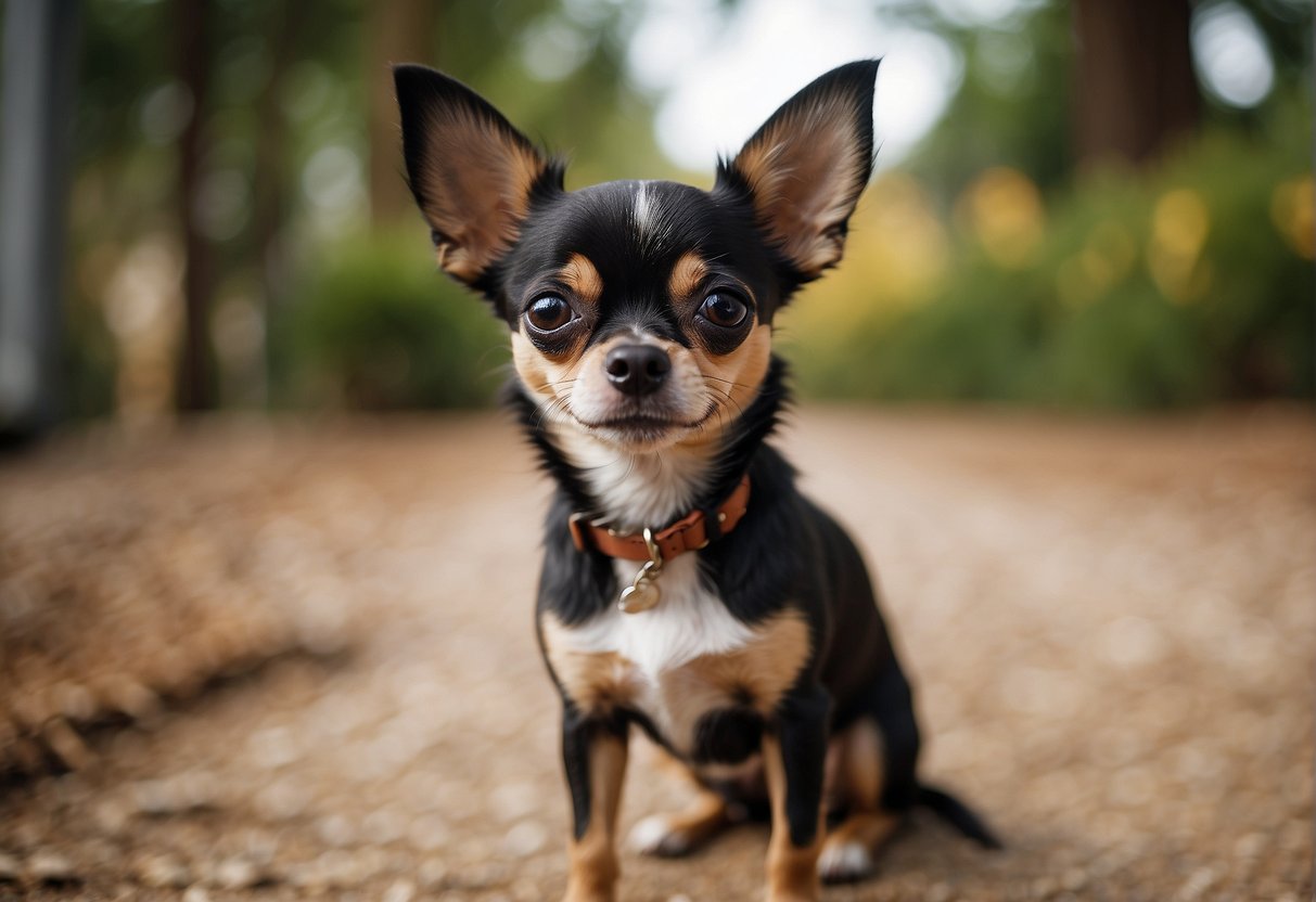 A Chihuahua stands with a playful expression, its small frame and perky ears capturing the energy of youth. The dog exudes a sense of readiness for breeding, with a vibrant and healthy appearance