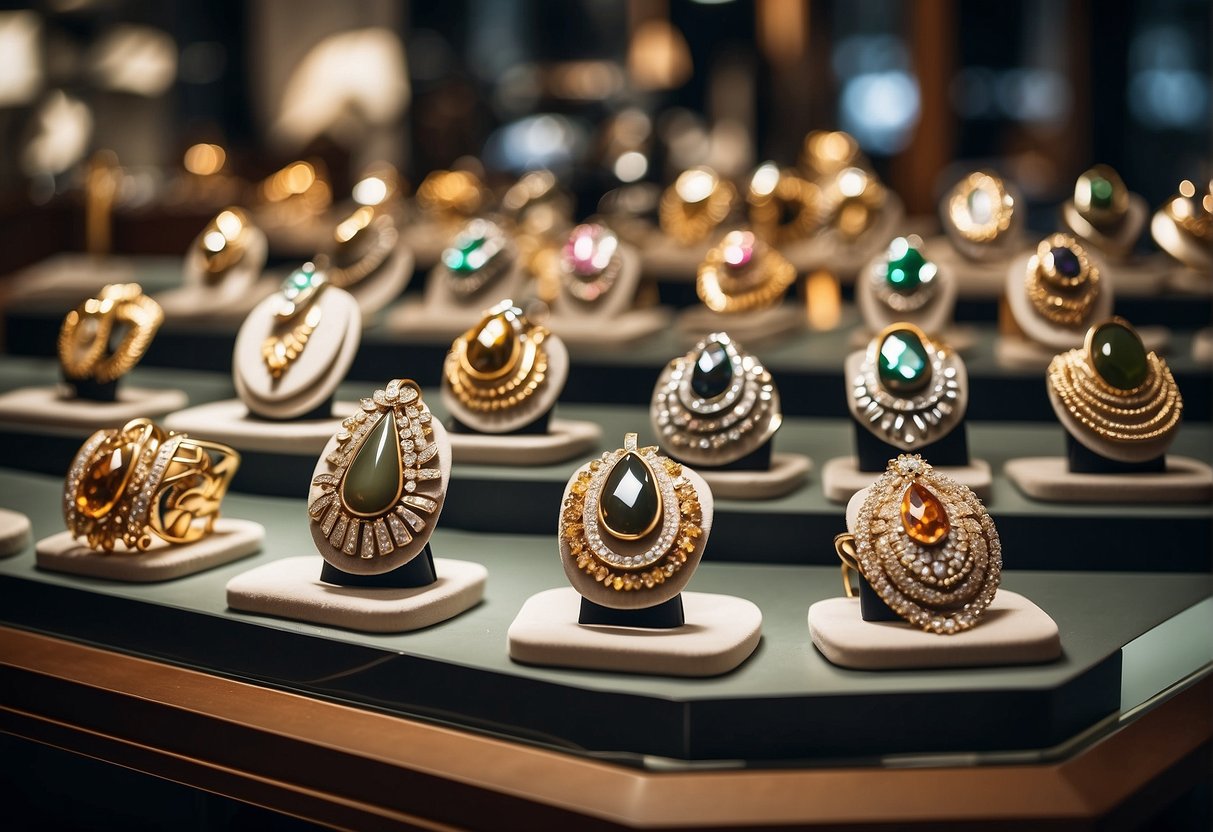 A jewelry store with a display of permanent jewelry, including prices and descriptions
