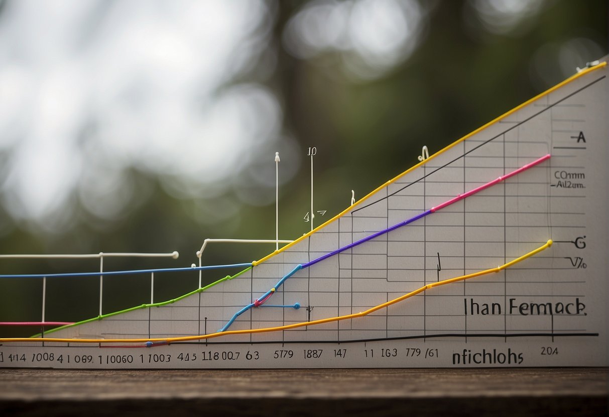 A line graph showing a steady decrease in 10k race times over a period of time, with labeled axes and a title indicating "Performance Analysis and Improvement."