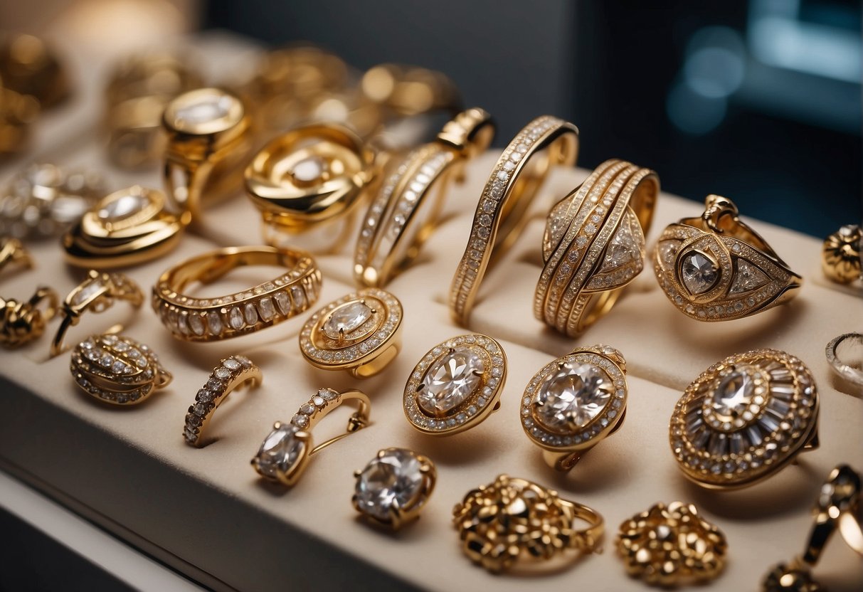 Various types of permanent jewelry on display at a trendy boutique. The store's sleek interior and modern lighting accentuate the beauty of the pieces