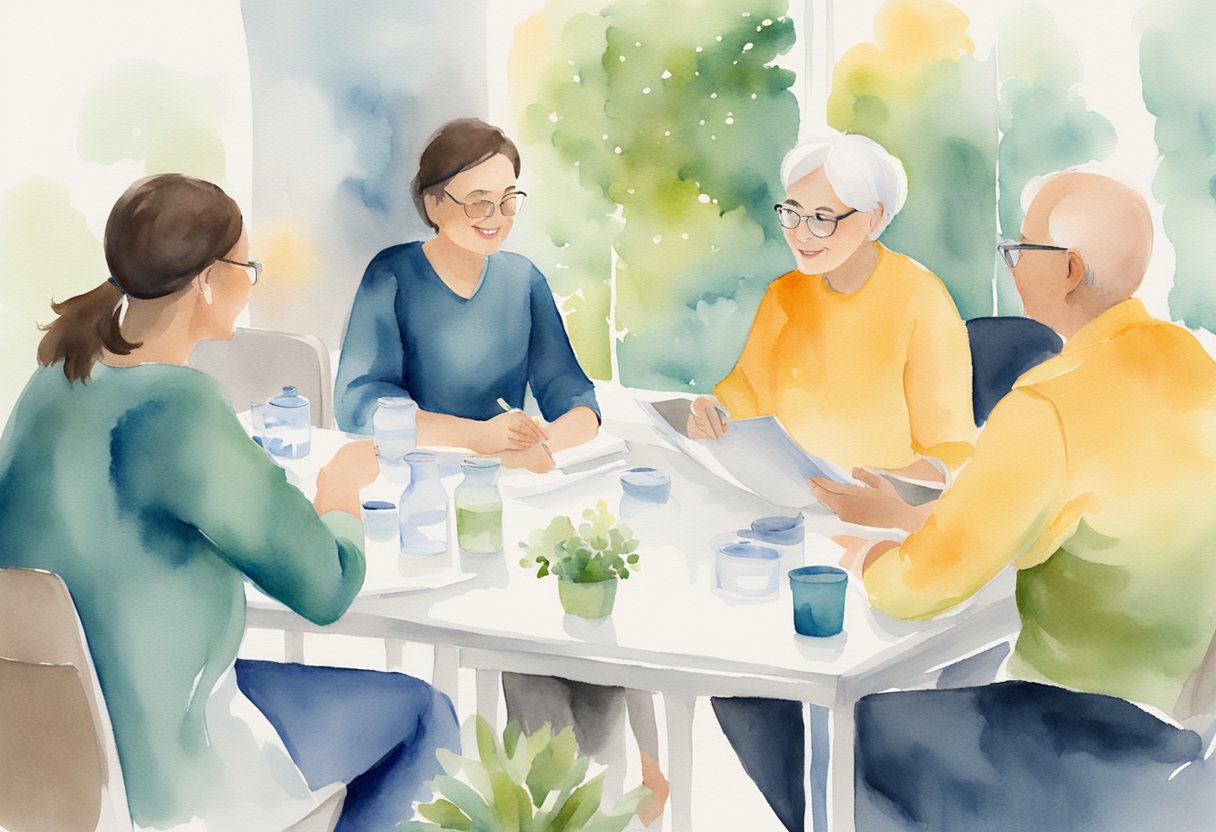 A group of cancer thrivers engage in empowering treatment discussions, sharing knowledge and advocating for their own care