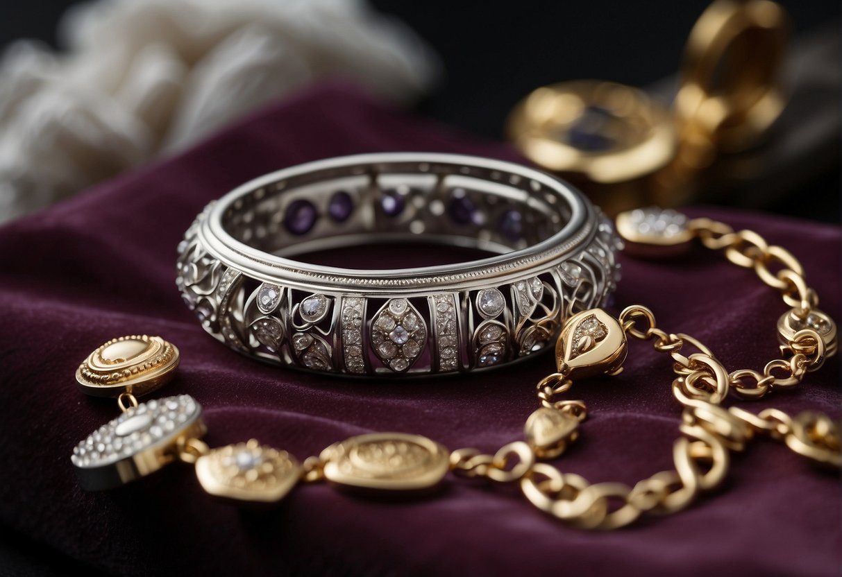 A tarnished Pandora bracelet lies on a velvet-lined jewelry box, surrounded by scattered silver polish and a soft cloth for cleaning