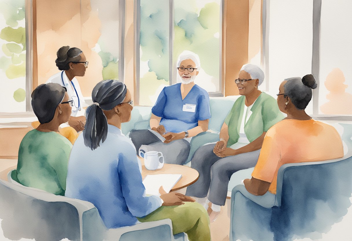 A group of cancer thrivers engage in open dialogue with healthcare providers, emphasizing the importance of patient-centered care and self-advocacy