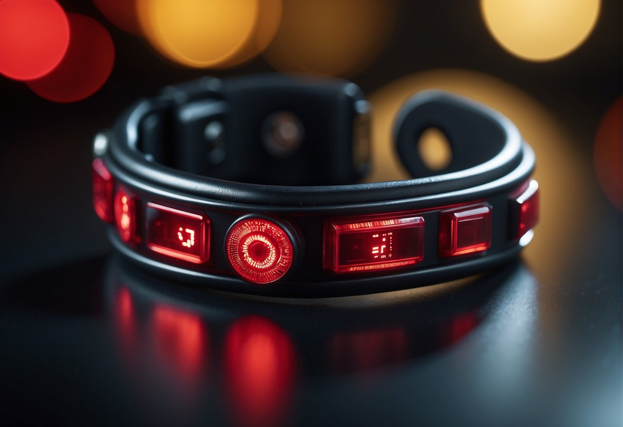 A Scram bracelet flashes red as it detects drugs in the vicinity