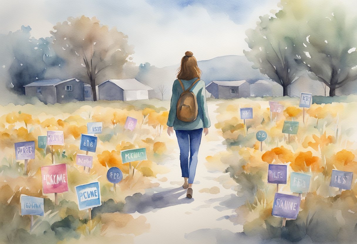 A woman stands alone, surrounded by discarded "pickme" signs. She confidently walks away, leaving behind the label of "pickmeisha" girl